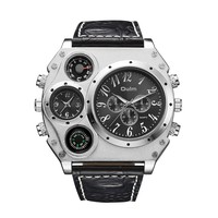 Montres pour hommes Oulm antiques à grand cadran, multi-fuseaux horaires, vente en gros, montres de voyage à deux fuseaux horaires, montres de loisirs pour hommes O1349