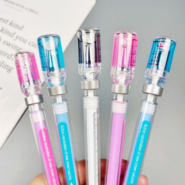 Personalized Creative Syringe Water Pen Fun Needle Tube with Scale Preventive Vaccination Neutral Pen