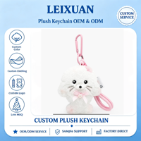 Porte-clés en peluche personnalisé blanc avec nœud rose et perle, pendentif doux, lanière rose avec mousqueton, décoration pour sac à dos, cadeau