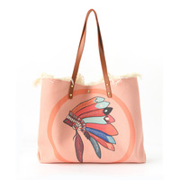 Sac fourre-tout en toile de style bohème, grande capacité, imprimé ethnique, sac à bandoulière, tendance pour la plage, les voyages et l'usage quotidien