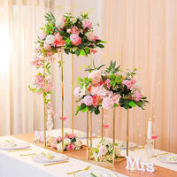 Supports floraux métalliques dorés pour centres de table de mariage, vases colonnes hauts pour arrangements floraux de table, centres de table floraux