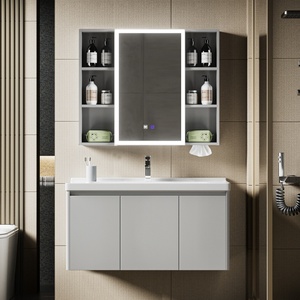 Armoire de salle de bain en aluminium à ouverture <span class=keywords><strong>et</strong></span> fermeture silencieuses, montage simple, <span class=keywords><strong>avec</strong></span> miroir LED - Product Image 3