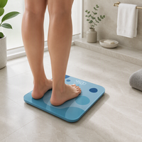 Balance connectée en verre bleu pour salle de bain, studio de fitness, usage domestique – Analyseur de composition corporelle avec écran LED numérique