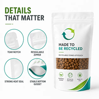 Sachet Doypack Écologique Recyclable pour Aliments pour Animaux avec Fermeture Éclair, Personnalisé, en PE Monocouche, pour Friandises et Croquettes pour Chiens