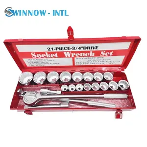 Socket Wrench Tools 21Pc 3/4" Socket Set Chrome Vanadium Socket Ratchet Handle