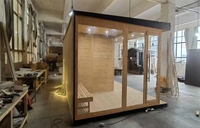 Sauna combiné préfabriqué de luxe en bois massif écologique pour extérieur avec salle de repos