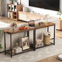 Table console en bois de 32 pouces, 2 niveaux de rangement, style moderne minimaliste, table d'entrée de villa, table de canapé, structure en métal robuste