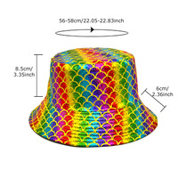 Nouveau Chapeau Bob Imperméable en PU Brillant Effet Laser Arc-en-ciel Réversible pour la Danse et le Spectacle, Tendance et Vente en Gros