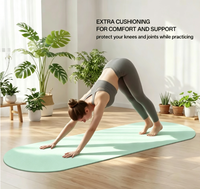 Tapis de yoga ovale en TPE, 6 mm d'épaisseur, bleu foncé, antidérapant, écologique, pour entraînement et Pilates