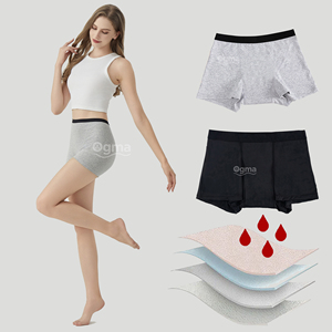 Culotte menstruelle ODM 4 couches <span class=keywords><strong>pour</strong></span> <span class=keywords><strong>femme</strong></span>, taille haute, shorty, anti-fuites, respirante, en coton écologique. - Product Image 3