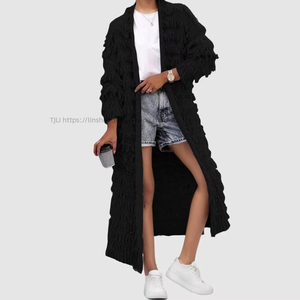 New Trendy Solid Color Long Sleeve Knitted Tassel Sweater Women <b>Cardigan</b> Casual Eco-Friendly Fashion - Product Image 2