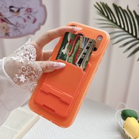Étui de protection tendance avec fente pour cartes et support, couleur néon brillante, pour iPhone 17 Air 16 E 15 14 13 12 11 Pro X R XS Max 7 8 Plus SE