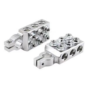 Abrazaderas de terminal de batería de plomo-ácido de aluminio de 8AWG a <span class=keywords><strong>4</strong></span>/0(XL) AWG, 12 vías, chapadas en latón, para poste superior automotriz, positivo y negativo - Product Image 2