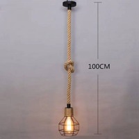Lustre de style industriel rural américain Retro Hemp Rope Decoration Pendant Light for Coffee Shop Restaurant