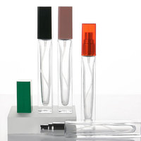 Flacons de parfum cylindriques carrés transparents de 10 ml à paroi épaisse et fond robuste, flacons roll-on en verre pour huiles essentielles