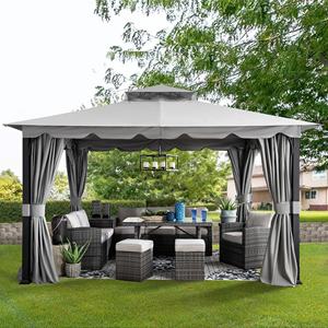 Gazebo en forme d'<span class=keywords><strong>arc</strong></span> en acier Cadre enduit <span class=keywords><strong>de</strong></span> poudre durable Assemblage rapide Abri extérieur Moustiquaire <span class=keywords><strong>de</strong></span> toit étanche pour patio - Product Image 1