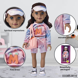 Mode 18 pouces mignon <span class=keywords><strong>noir</strong></span> poupées peluche ensemble pour filles bébé jouer jouet avec accessoires - Product Image 4