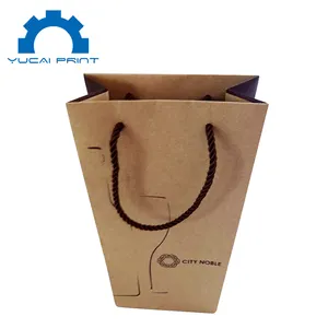 China Factory Made Craft shopping paper bags Kraft Paper custom logo away kraft paper carry bag