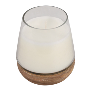 Terra Luna Vanilla Scented <b>Candle</b> <b>Small</b> Glass Votive With Mango Wood Base Indoor Outdoor Decor - Product Image 4