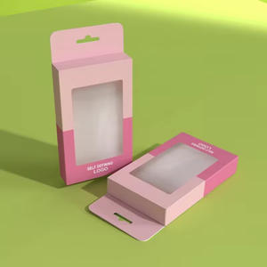 Boîte d'emballage de coque de téléphone en papier d'art de logo personnalisé d'usine boîtes de fenêtre transparentes emballage pour coques de téléphone avec trou de suspension - Product Image 1