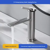 Nouvelle Arrivée Robinet de Lavabo Moderne et Simple en Acier Inoxydable 304 Brossé avec Cartouche Céramique PVD, Monocommande Eau Chaude et Froide pour Installation sur Plan