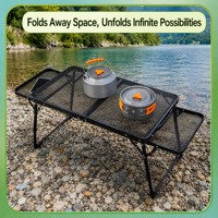 Table pliante réglable en hauteur avec dessus et panneaux latéraux en maille, table de camping pour le camping, la pêche, la plage, le jardin, la terrasse