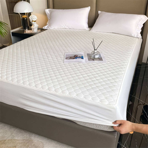 Protège-matelas matelassé <span class=keywords><strong>imperméable</strong></span> en flanelle blanc, respirant, antidérapant, motif losanges, 300 fils, qualité hôtelière - Product Image 3