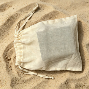 Sac à cordon en toile imprimé sur mesure, pochette de rangement portable, sac cadeau pour accessoires de plage, emballage - Product Image 4