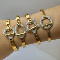 Nouveau Bracelet en Acier Inoxydable Série OT, Motif Croix, Pentagramme, Cœur, Diamant Boueux, Luxe Léger, Lisse, Étanche et Durable