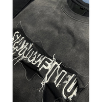 T-shirt décontracté en coton pour homme avec logo personnalisé, dégradé, effet usé, patchwork, streetwear, t-shirt de créateur pour homme, broderie
