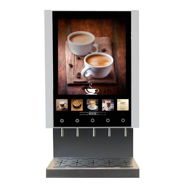 E-50S SUPIN Economical 5 Falvours Hot Coffee Vending Machine LED Advertising Box Instant Coffee Machine Commercial