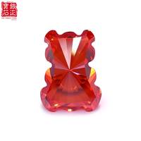 Zircone cubique de laboratoire en forme de petit ours 7*10mm, couleur rouge-orange, pierres précieuses en vrac avec jeu de couleurs pour la fabrication de bijoux