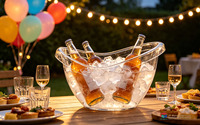 Seau à glace et refroidisseur à vin Yuanbao 12L en plastique transparent au design moderne pour bars et restaurants