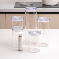 Pot hermétique sous vide en verre borosilicate IKOO, écologique, avec pompe, pour épices, café, thé, grains et stockage alimentaire, utilisation en cuisine