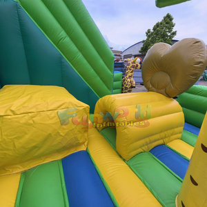 Castillo inflable comercial para fiestas infantiles, con tobogán, parque infantil inflable con temática de jungla y safari. - Product Image 5