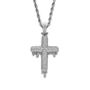 <span class=keywords><strong>Collana</strong></span> con Ciondolo <span class=keywords><strong>a</strong></span> Croce CN126 in Ottone Placcato Oro con Zirconi Cubici AAA e Catena <span class=keywords><strong>a</strong></span> <span class=keywords><strong>Corda</strong></span>, Gioielli Hip Hop per <span class=keywords><strong>Uomo</strong></span> e Donna, Regalo per Feste - Product Image 3