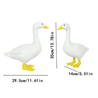 Statue de canard blanc 35 cm en résine, décoration de jardin extérieure sur le thème des fleurs et des oiseaux