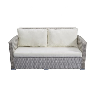 Cómodo Conjunto de Muebles de Jardín de Mimbre Gris, Sofá de Dos Plazas, 4 Piezas, Ratán, Aluminio, Conjunto de Sofás Conversacionales para Exteriores - Product Image 2