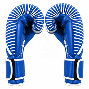 Gants de boxe en cuir bleu avec sangle de poignet auto-agrippante, coutures renforcées, unisexe, qualité supérieure, respirants, à doigts entiers - Product Image 2