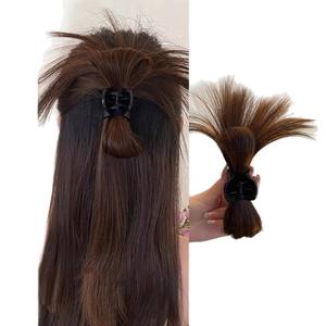 Miss <b>Hair</b> <b>Clip</b> Wig Natural Brown High Temperature Wire Plastic Daily Styling Ponytail Feather <b>Bun</b> PY644 2 - Product Image 1