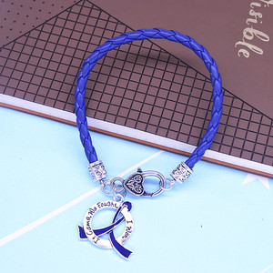 Cadena de cordón de gran calidad, letra grabada, venimos, luchamos, gano, inspira conciencia, pulseras colgantes de cinta azul para regalo - Product Image 4