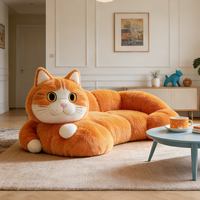 Canapé-lit en peluche géant en forme de chat, fauteuil lounge surdimensionné en forme d'animal, adorable pouf chaton orange, canapé créatif pour la décoration de la maison