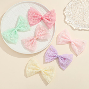 Accesorios coloridos para el cabello de niños, lazos de malla con perlas, suministros para manualidades DIY para niños - Product Image 2