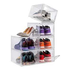 IMODE Custom Logo drop front opening Shoe Storage Box Shoe Display Case Sneaker Caixas De Armazenamento com Tampas