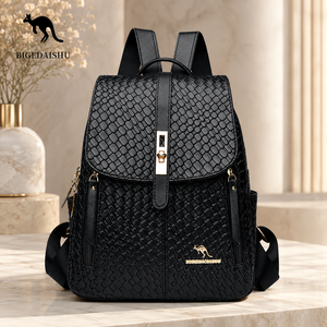Elegante Zaino <span class=keywords><strong>in</strong></span> <span class=keywords><strong>Pelle</strong></span> PU Intrecciata per Donne, Grande Capacità, Borsa a Spalla alla Moda per OEM ODM - Product Image 1