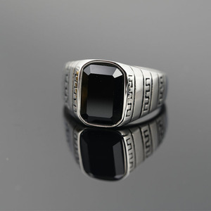 Cổ Điển Titan Thép Hợp Thời Trang Đá Quý Tùy Chỉnh Người Đàn Ông Nhẫn Đá Tự Nhiên Vòng Cho Nam Giới - Product Image 3