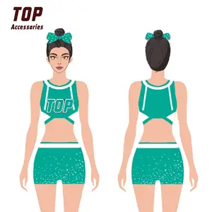 Divise da Cheerleading da ragazza personalizzate strass Spandex con stampa a sublimazione disponibili in XS alle taglie XL