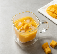 Mug en verre à double paroi carré en borosilicate fait main Wuso 120ml, transparent, avec poignée, résistant à la chaleur, isolé, anti-fuite, moderne