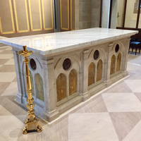 Iglesia religiosa Pulpitr Stands Estatua católica mesa de mármol real para Iglesia