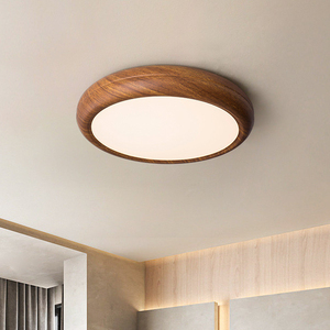 Scandinavian phòng ngủ phòng khách Đèn trần óc chó màu phòng trẻ em bằng gỗ trong nhà <span class=keywords><strong>LED</strong></span> trần ánh sáng tròn vuông - Product Image 3